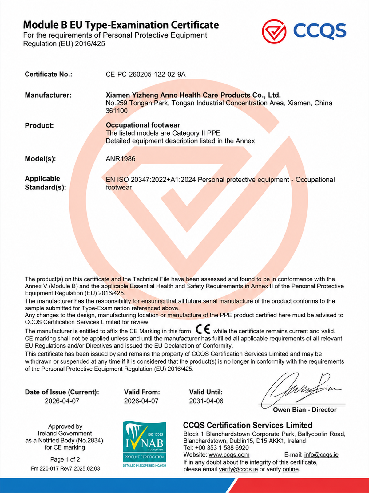 CE-PC-260205-122-02-9A Certificate